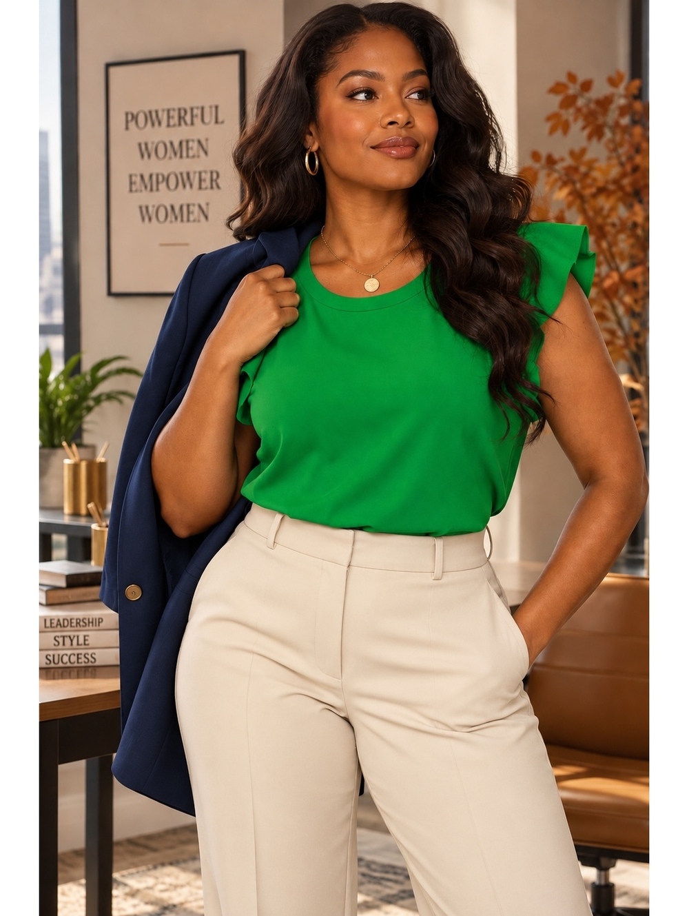 J.Crew Green Ruffle Sleeve Blouse Size 10